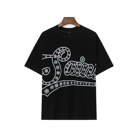 Billionaire Studios Glamorous Embellished Saint Black Tee